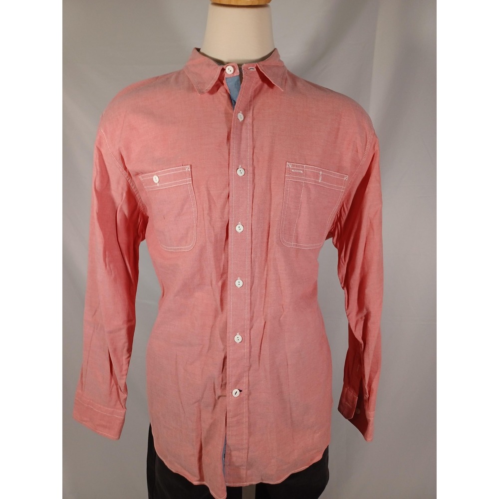 Nautica Shirt Mens 2XL Pink Solid Long Sleeve Button‎ Front Two Pocket Casual